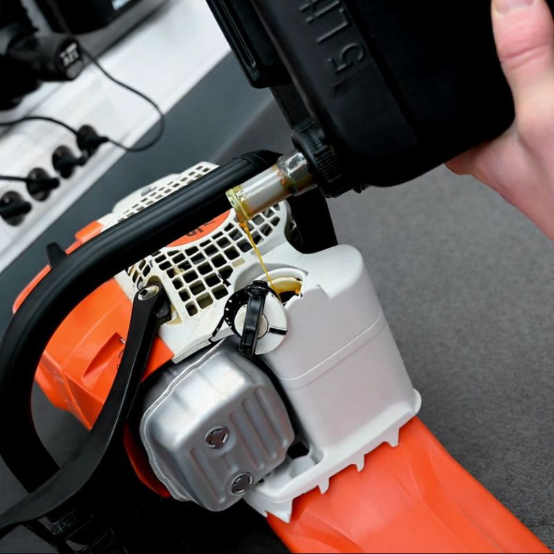 Person using a power tool with text about maintenance on a dark background