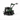 Green rotary tiller with engine and rotating tines on a white background